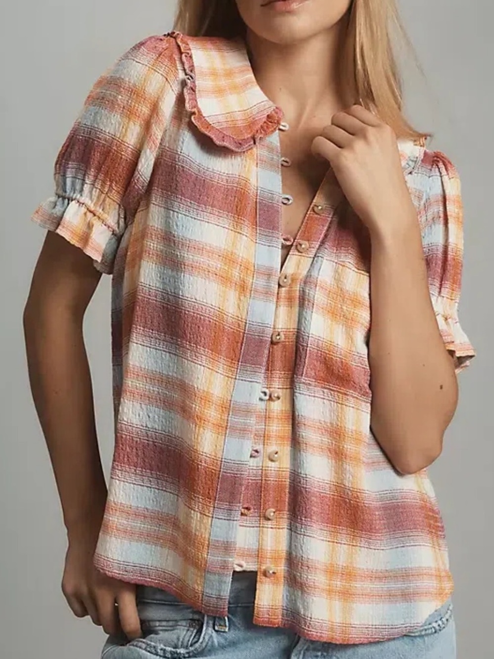 Pilcro Plaid Button-Front Women's Top